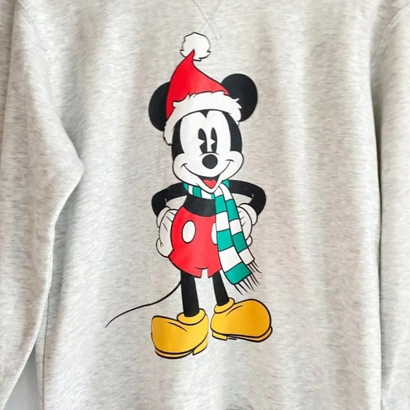 Mickey Mouse christams Holiday Theme Grey Sweatshirt M/L - Picture 2 of 4